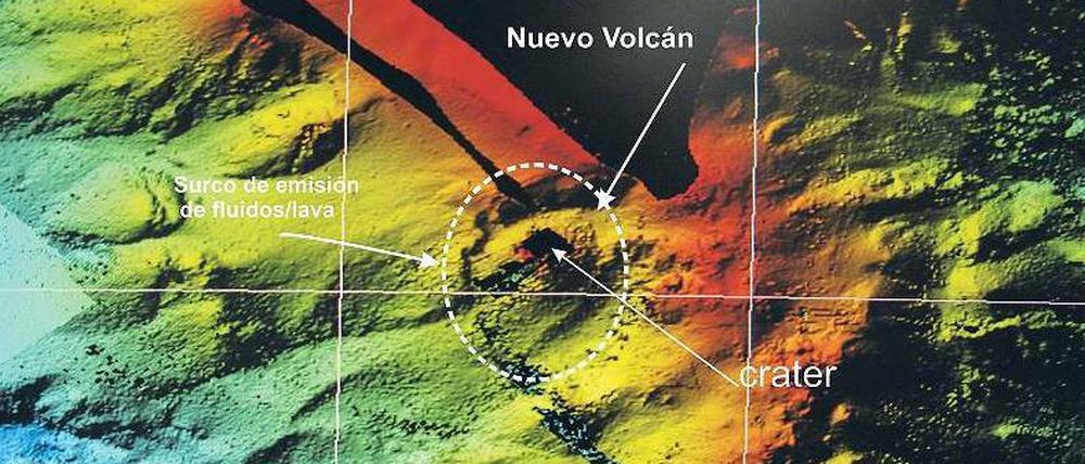 Krater auf dem Meeresgrund. Diese Grafik veröffentlichte das Ozeanografische Institut Spaniens. 