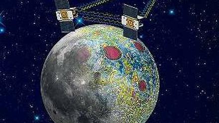 Schwestersonden. Grail A und B umrunden im Duett den Mond. Foto: dpa
