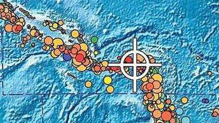 Die Karte des Pacific Tsunami Warning Centers zeigt die Alarmsignale. 
