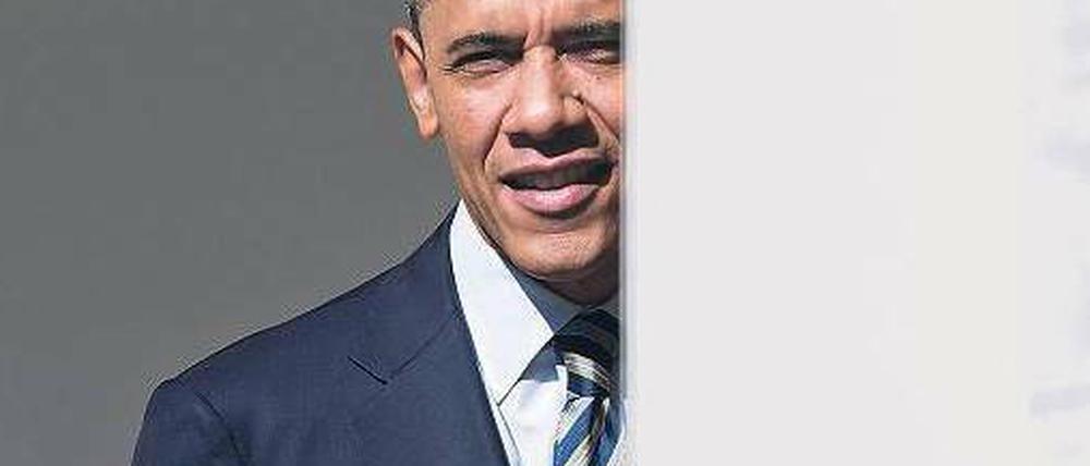 Obama mit Berliner Krawatte am 13. Februar im Weißen Haus auf dem Weg zu seiner State-of-the-Union-Rede. 