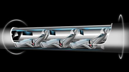 Eine Art Rohrpost. In so einer Kapsel sollen die Passagiere sitzen, wenn sie durch die Hyperloop-Röhre gejagt werden. 