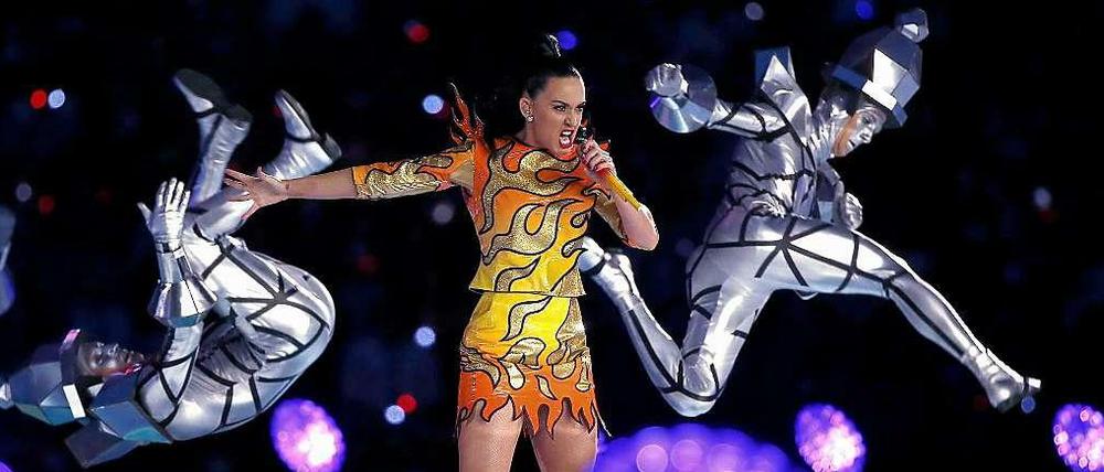 Es erinnert etwas an das Musical "Star Light Express": Katy Perry bei der Halbzeitshow während des Super-Bowl in Arizona.