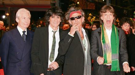 Die Rolling Stones, Charlie Watts (l-r), Ron Wood, Keith Richards und Mick Jagger im Jahre 2008.