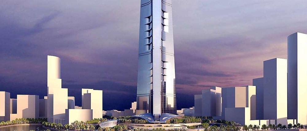 Das höchste Gebäude der Welt. Diese Computeranimation zeigt den Entwurf, den Prinz Alwaleed bin Talal al-Saud bauen lässt. Noch in diesem Jahr sollen die Arbeiten beginnen, fünf Jahre später soll das Gebäude fertiggestellt sein. 