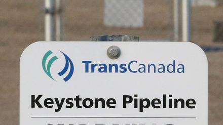 Ein Hinweisschild des Pipeline-Betreibers TransCanada.