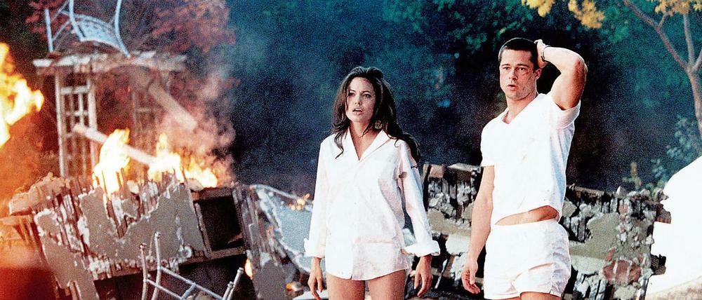 Inmitten von Trümmern. Angelina Jolie und Brad Pitt in dem Film „Mr. und Mrs. Smith“. 