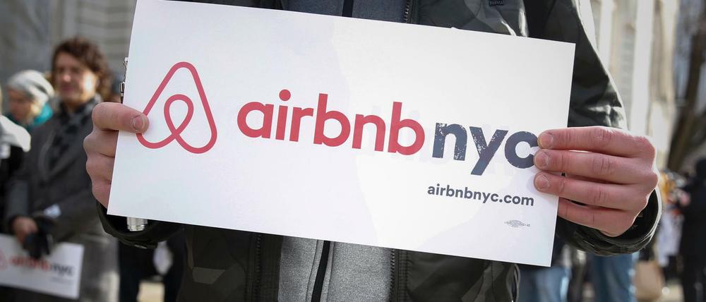 Airbnb-Unterstützer in New York.