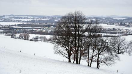 Wintereinbruch in Sachsen in der Nähe von Zwickau
