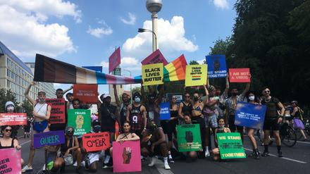 Black Lives Matter-Solidarität auf dem Alternativen CSD im Juni 2020 in Berlin.
