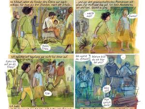 Zeichnungen von Barbara Yelin aus dem Buch "Emmie Arbel"