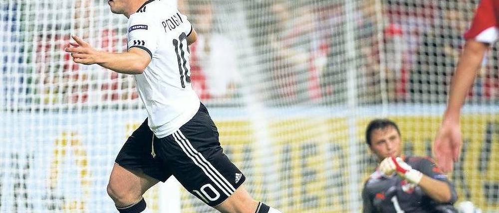 Ausdauer. Seit dieser Saison werden die Laufwege von Bundesligaspielern wie Lukas Podolski veröffentlicht. Foto: AFP