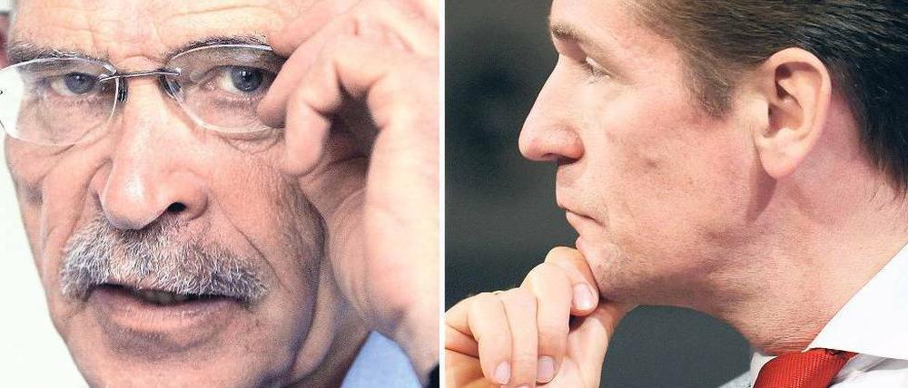 Vergangenheitsaufarbeiter. Günter Wallraff (l.) und Mathias Döpfner. Fotos: dpa