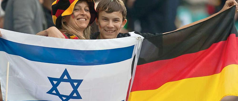 Fußballfans vor dem Freundschaftsspiel zwischen den Mannschaften Deutschlands und Israels im Mai 2012 in Leipzig.