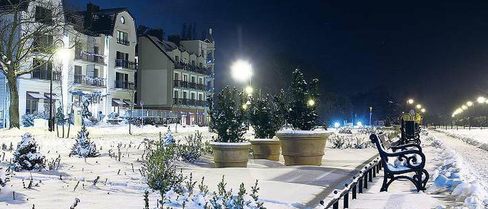 Winterstill. Nur in der Sommersaison wird es trubelig in Swinemünde. Familien mit Kindern lieben das Ostseebad.
