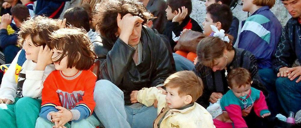 Flüchtlinge kurz nach der Ankunft in Europa.