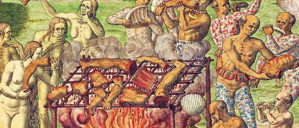 Das Buch von Staden veröffentlichte Theodor de Bry 1592 mit neuen Zeichnungen nach den alten Vorlagen.