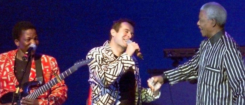 Nelson Mandela und Johnny Clegg in Frankfurt am Main.