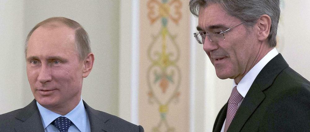 Siemens macht gute Geschäfte mit Russland. Das soll so bleiben betonen Präsident Putin (l.) und Siemens-Chef Kaeser.