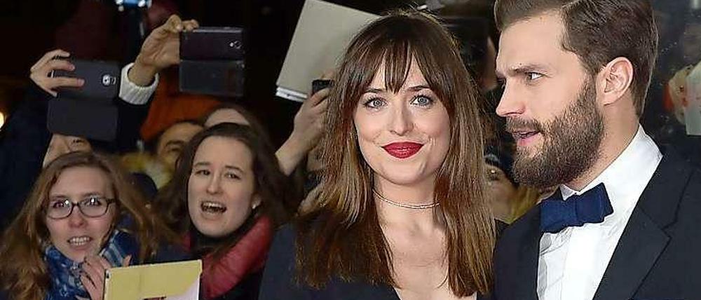 Diesmal ohne Peitsche: Darsteller Dakota Johnson und Jamie Dornan bei der Premiere am Mittwochabend.
