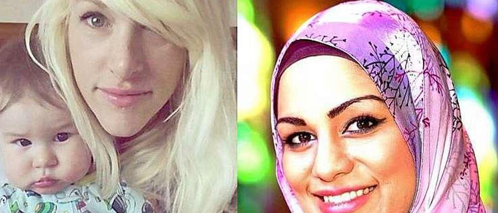 Unerwünscht? Die Sängerin Sarah Blackwood (li.) musste noch vor Beginn des Fluges eine United-Airlines-Maschien verlassen, weil ihr Sohn laut schrie. Die muslimische Passagierin Tahera Ahmad bekam im Gegensatz zu einem anderen Fluggast offenbar keine ungeöffnete Limonadendose, weil sie sie "als Waffe" einsetzen könnte.