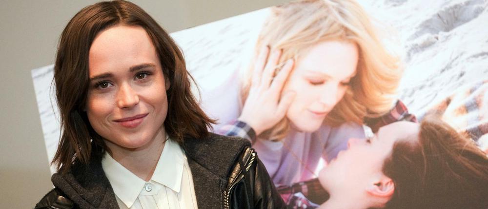 Die kanadische Schauspielerin Ellen Page vor einem "Freeheld"-Poster in Berlin.