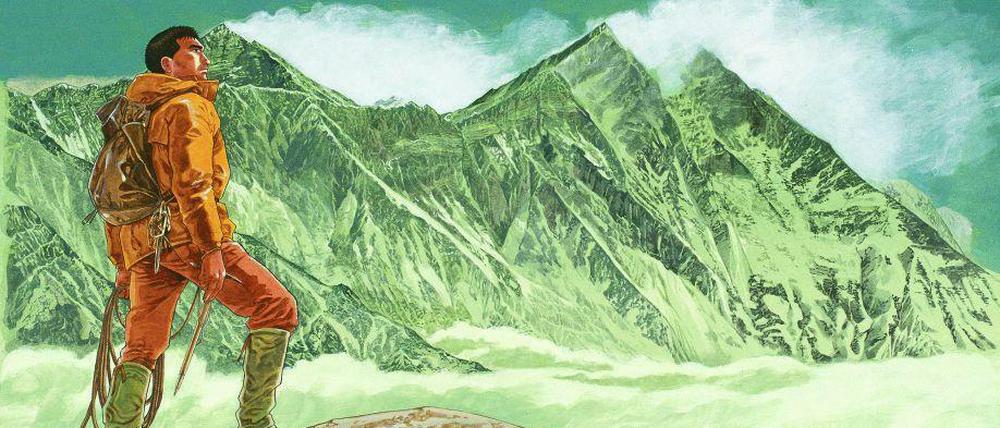 Gipfelstürmer. Umschlagmotiv für Jirō Taniguchis und Baku Yumemakuras "Der Gipfel der Götter":