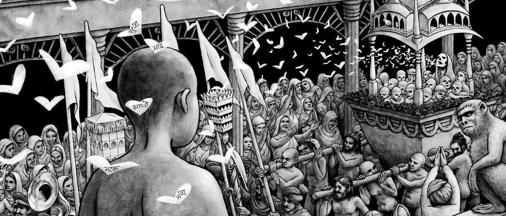 Kosmopolitisch: Eine Seite aus Orijit Sens "Hair Burns Like Grass", die in der Ausstellung "Rising India" gezeigt wird.