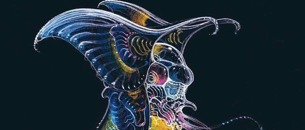 Gute Qualle. Ein Alien für James Camerons "Abyss", entworfen vom Comiczeichner Moebius.