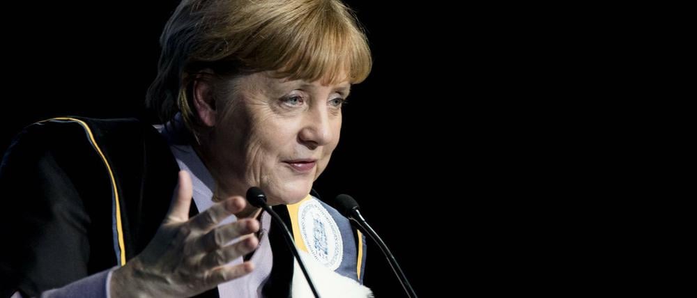 Kanzlerin Angela Merkel erhielt am Donnerstag die Ehrendoktorwürde der Universitäten von Löwen und Gent.