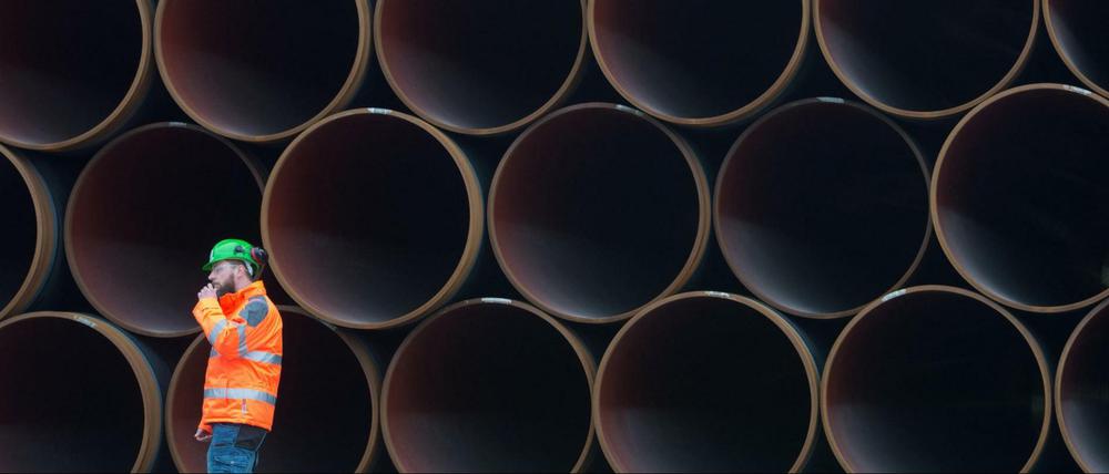 Auf der Insel Rügen liegen schon die Rohre für die geplante Pipeline Nord Stream 2.