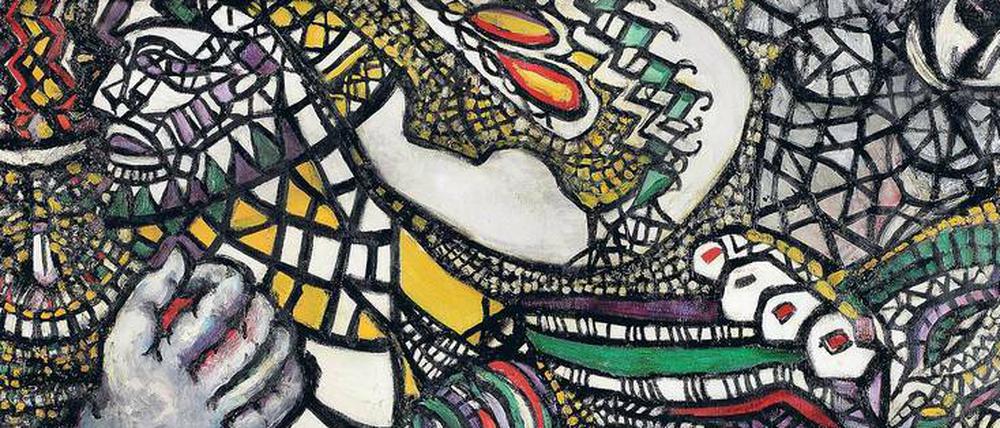 Mit der Faust. In ihrem Gemälde „Fight against Abstraction“ von 1947 nimmt Fahrelnissa Zeid den Kampf wörtlich.