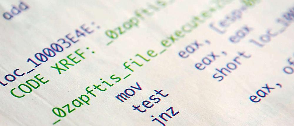 Teile des Codes des Bundestrojaners. Die Spionagesoftware soll nach Angaben des Chaos Computer Clubs erhebliche Sicherheitsmängel aufweisen und gegen deutsches Recht verstoßen.