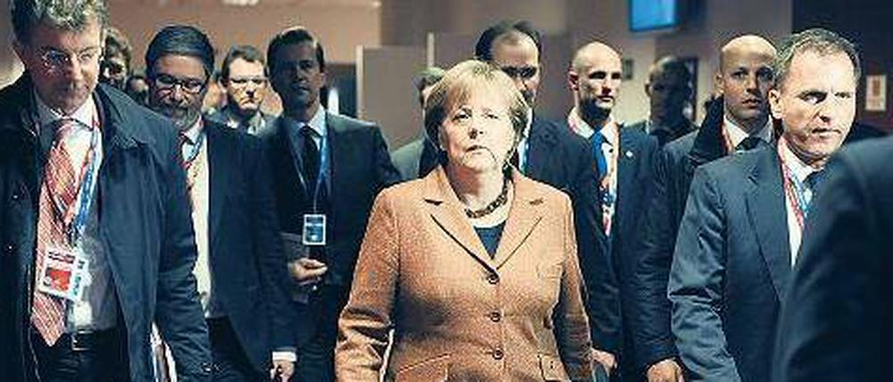 Allein unter Männern. Bundeskanzlerin Angela Merkel am Freitag in Brüssel.