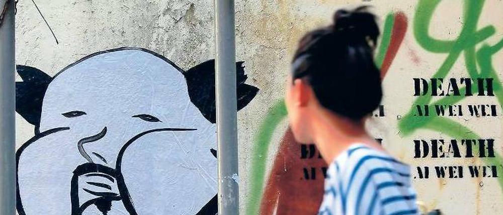Düstere Perspektive. Der inhaftierte Ai Weiwei, porträtiert von einem Street-Art-Künstler in Hongkong.