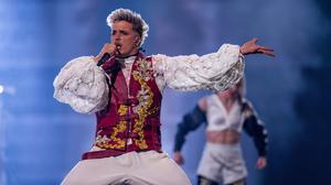 Baby Lasagna aus Kroatien mit dem Titel „Rim Tim Tagi Dim· beim ersten Halbfinale des Eurovision Song Contest (ESC) 2024 in der Malmö Arena. 