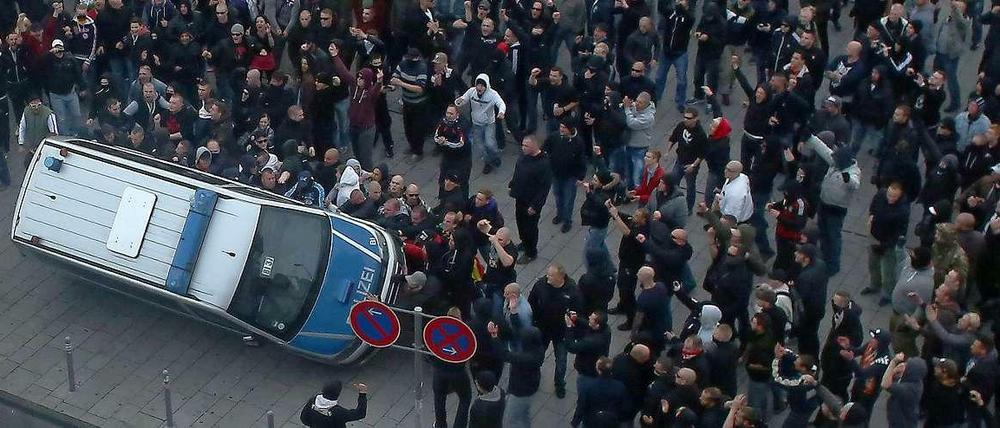 Ausschreitungen in Köln Ende Oktober.