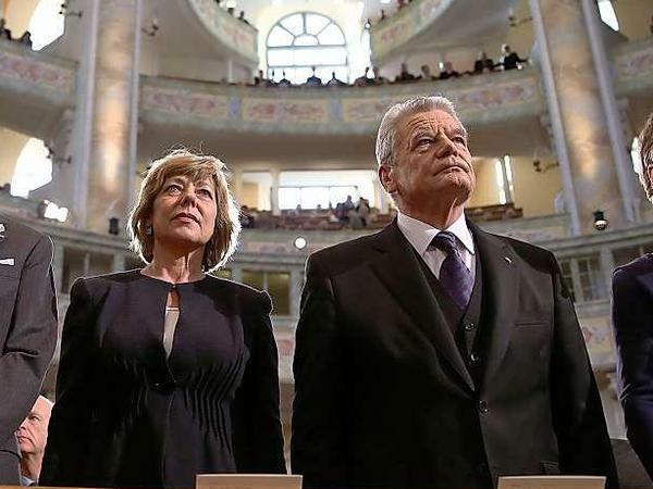Bundespräsident Joachim Gauck am Freitag in der Frauenkirche in Dresden.
