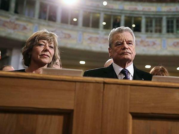 Bundespräsident Joachim Gauck am Freitag in der Frauenkirche in Dresden.
