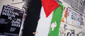 Die Flagge Palästinas wurde auf eine Wand gemalt. (Symbolbild)