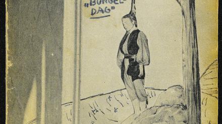Ausstellung Curt Bloh im Jüdischen Museum,
Kampf gegen Kollaborateure. Das Cover zu seinem Gedicht „Baumeltag“ vom 20. November 1943.