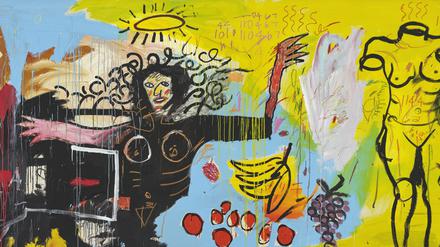 Frau mit römischem Torso. Unbetiteltes Gemälde von Jean-Michel Basquiat aus dem Jahr 1982, fast zweieinhalb Meter breit und über vier Meter lang.