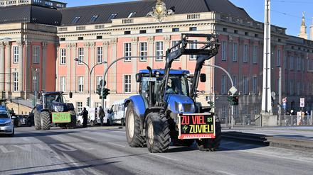 Potsdam, 08.01.2024. Bauernprotest haben auch in Brandenburg stattgefunden.
