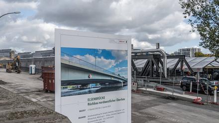 Baustelle Elsenbrücke über die Spree im Bezirk Berlin Treptow-Köpenick