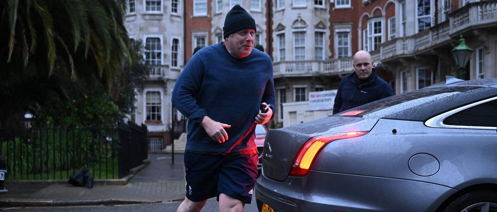 Der britische Ex-Premier Johnson bei einem Joggingausflug.