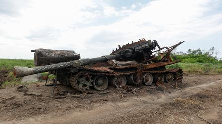 Ein zerstörter russischer Panzer (Symbolbild)