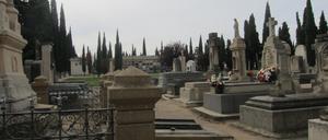 ARCHIV - 01.11.2013, Spanien, Zaragoza: Gräber auf dem Friedhof Torrero. Eine 90 Jahre alte Frau ist 2023 von Ärzten in Spanien fälschlicherweise für tot erklärt worden. 