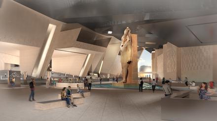 Eine Visualisierung des Atriums vom künftigen Grand Egyptian Museum in Kairo.