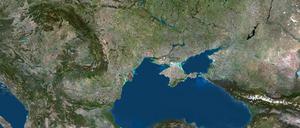 Eine Satellitenaufnahme zeigt die Halbinsel Krim.