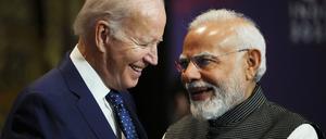 US-Präsident Joe Biden und der indische Premierminister Narendra Modi talks im November 2022.