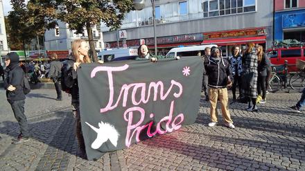 Eine Demonstration gegen die Diskriminierung von Transsexuellen in Berlin.
